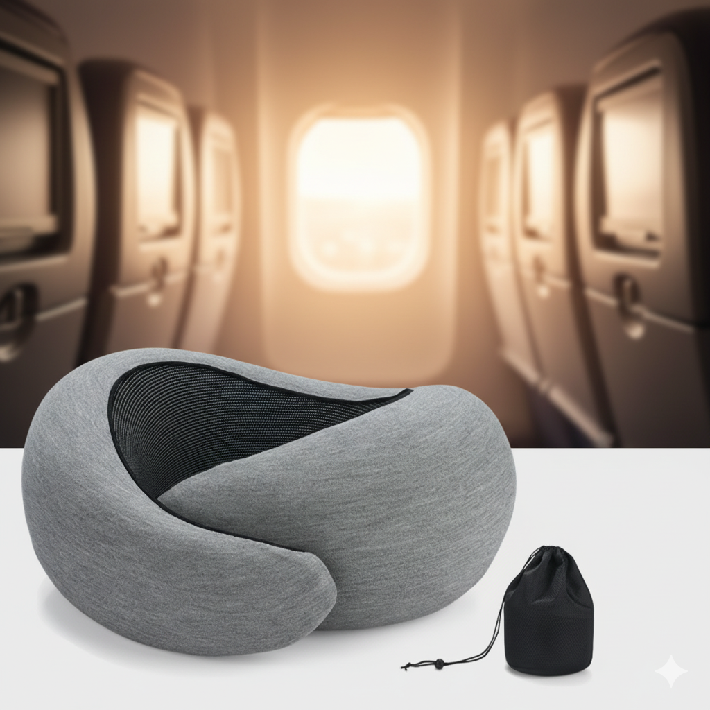 Soft Memory Foam Travel Neck Pillow U Shape Adjustable Support Comfortably Sleeping On Plane Car Office Noon Break